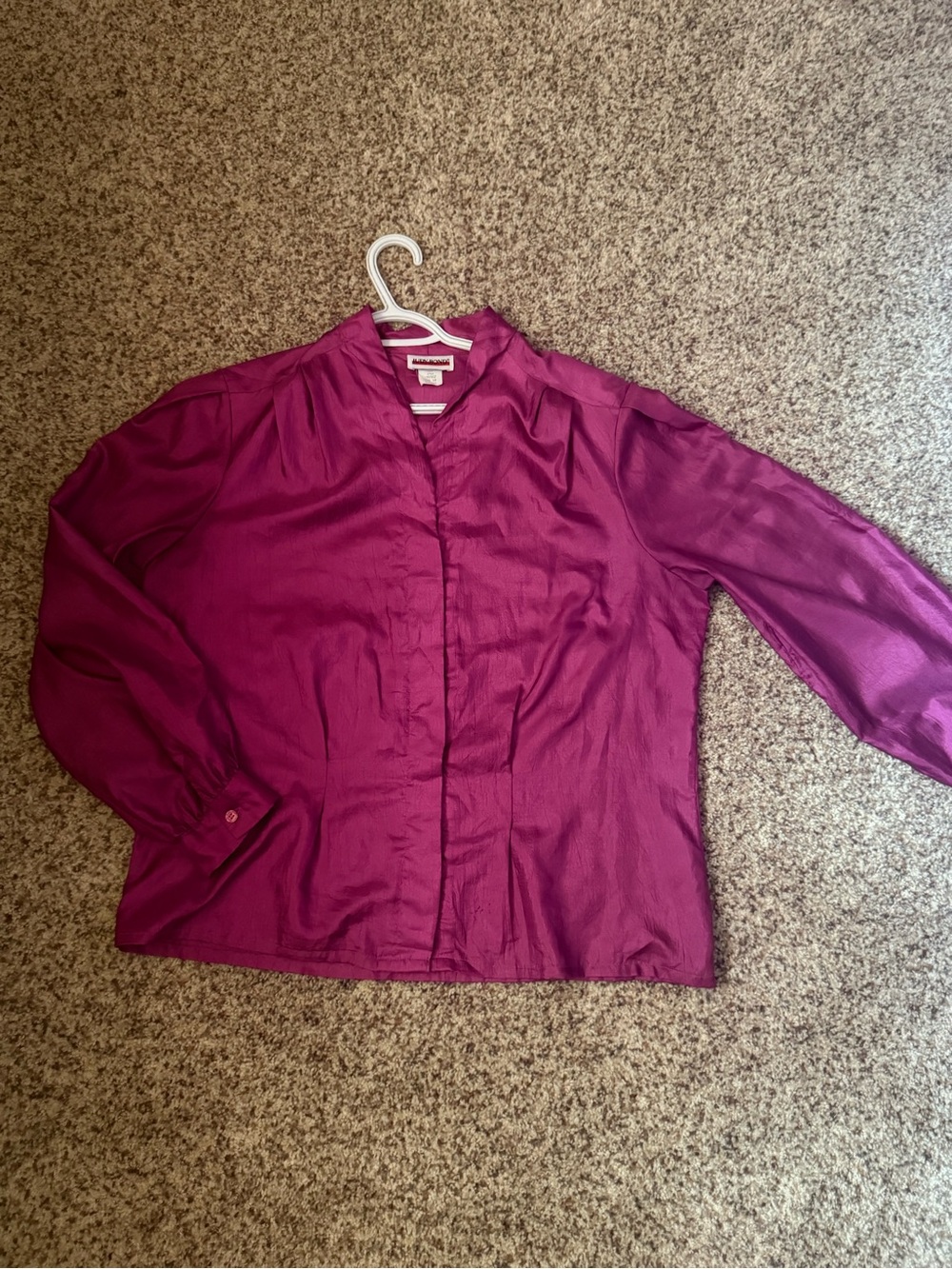 Vintage Silky Magenta Women's Button-Front Blouse